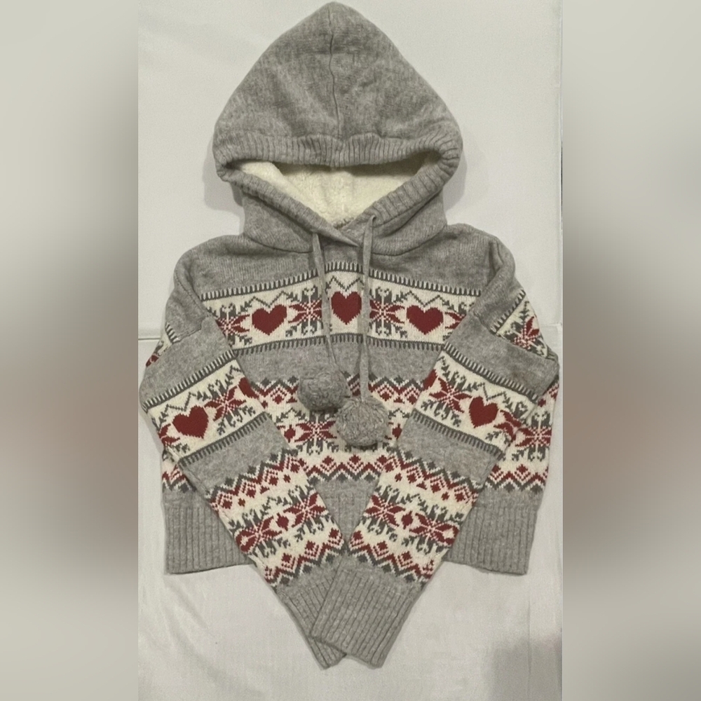 Grey Pom pom hoodie
